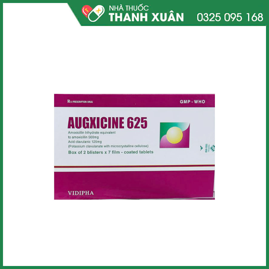 Augxicine 625 thuốc điều trị các trường hợp nhiễm khuẩn do vi khuẩn nhạy cảm